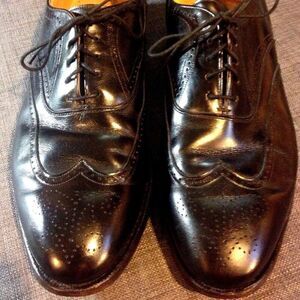 Johnston & Murphy Aristocrat Black Wingtip Dress Shoes Brogue Leather Mens 9.5 D